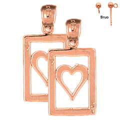 14K or 18K Gold Playing Cards, Ace Of Hearts Earrings