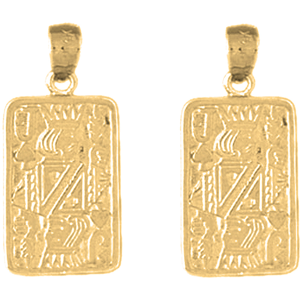 Yellow Gold-plated Silver 24mm Playing Cards, Queen Of Hearts Earrings