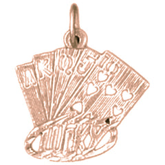 14K or 18K Gold Playing Cards, Lucky Royal Flush Pendant