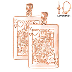 14K or 18K Gold Playing Cards, King Of Hearts Earrings