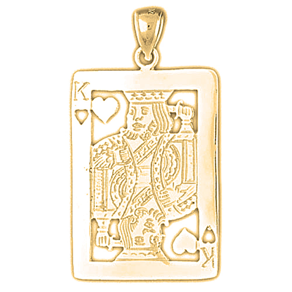 10K, 14K or 18K Gold Playing Cards, King Of Hearts Pendant