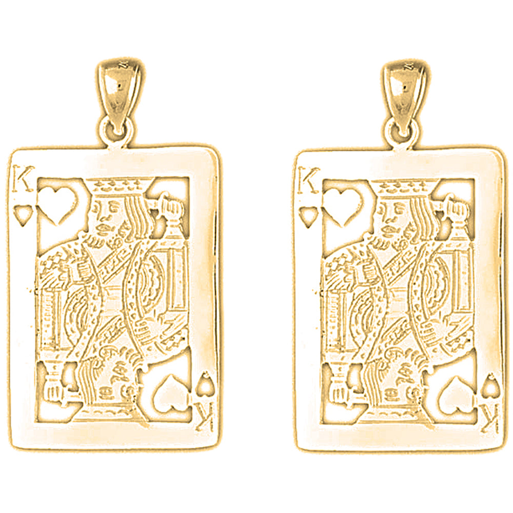 14K or 18K Gold 44mm Playing Cards, King Of Hearts Earrings