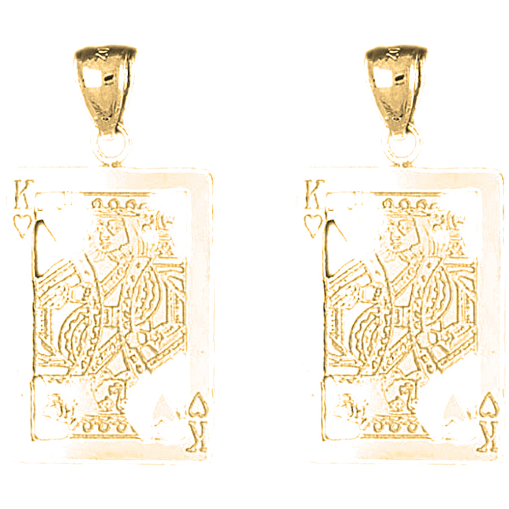 Yellow Gold-plated Silver 34mm Playing Cards, King Of Hearts Earrings