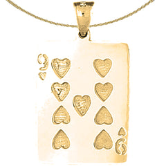 10K, 14K or 18K Gold Playing Cards, Nine Of Hearts Pendant