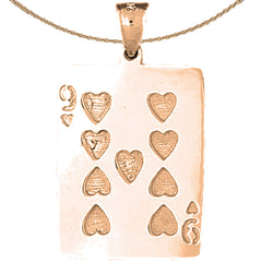Spielkarten aus 10 Karat, 14 Karat oder 18 Karat Gold, Anhänger „Neun der Herzen“