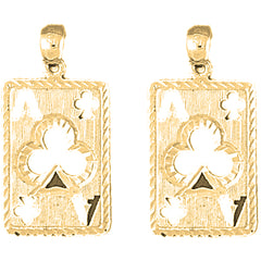 14K or 18K Gold 30mm Playing Cards, Ace Of Clubs Earrings