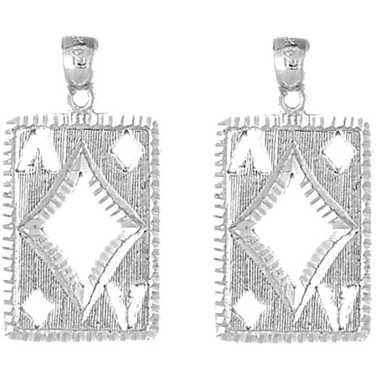 Sterling Silver 29mm Playing Cards, Ace Of Diamonds Earrings