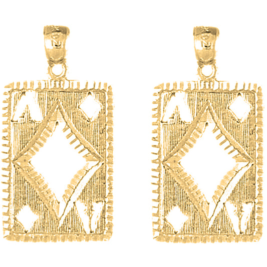 Yellow Gold-plated Silver 29mm Playing Cards, Ace Of Diamonds Earrings