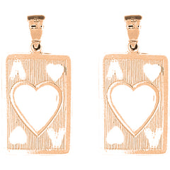 14K or 18K Gold 30mm Playing Cards, Ace Of Hearts Earrings