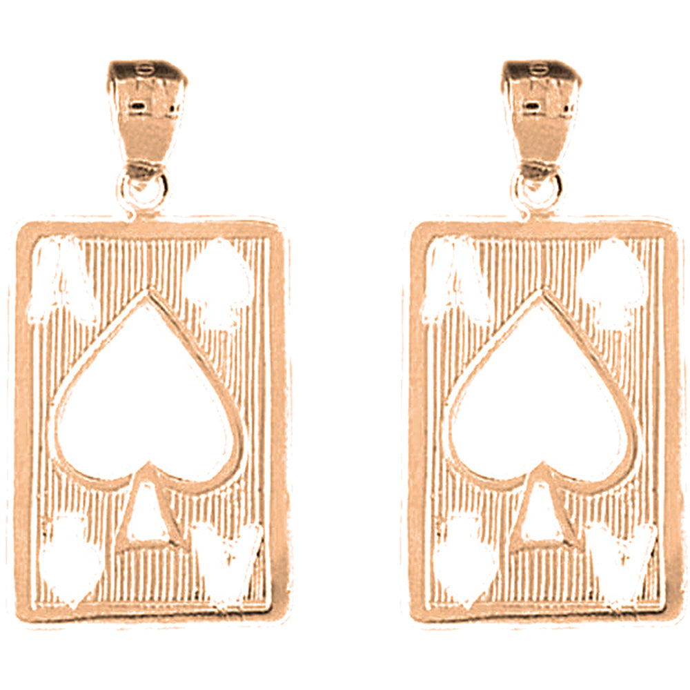 14K or 18K Gold 29mm Playing Cards, Ace Of Spades Earrings