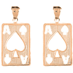 14K or 18K Gold 29mm Playing Cards, Ace Of Spades Earrings