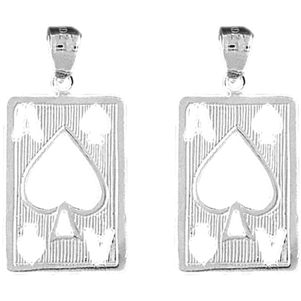 Sterling Silver 29mm Playing Cards, Ace Of Spades Earrings
