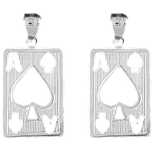 Sterling Silver 29mm Playing Cards, Ace Of Spades Earrings