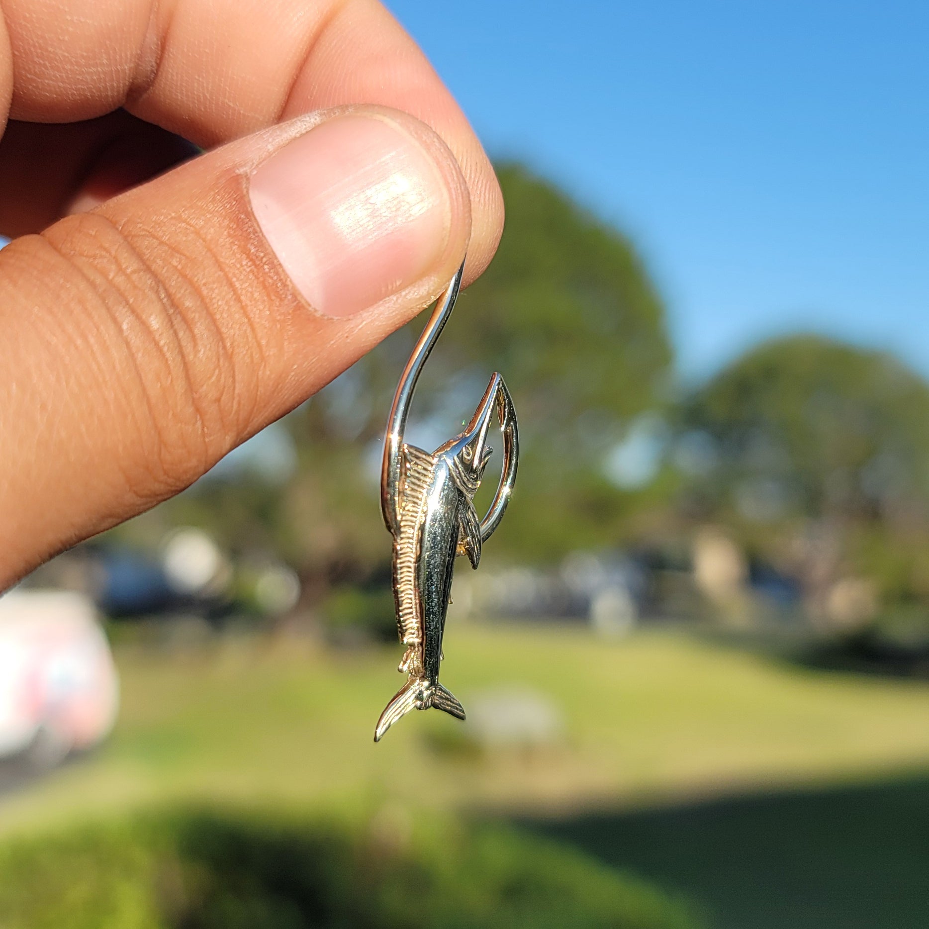 10K, 14K or 18K Gold Marlin Pendant