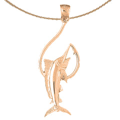 10K, 14K or 18K Gold Marlin Pendant