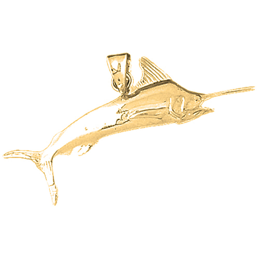 10K, 14K or 18K Gold Marlin Pendant