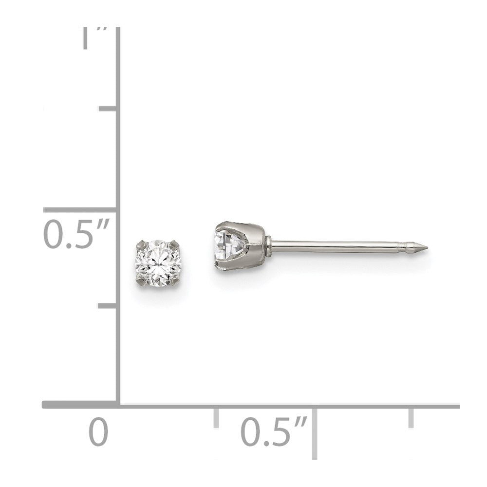 Inverness Stainless Steel Polished 3mm CZ Post Earrings