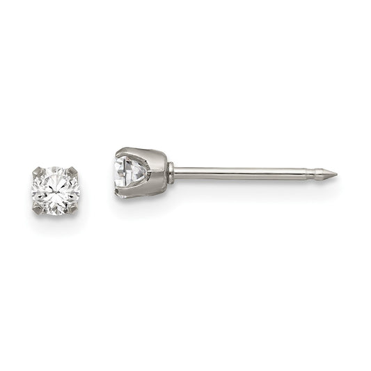 Inverness Stainless Steel Polished 3mm CZ Post Earrings