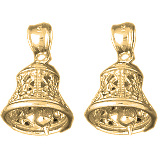 Yellow Gold-plated Silver 22mm 3D Bell Earrings