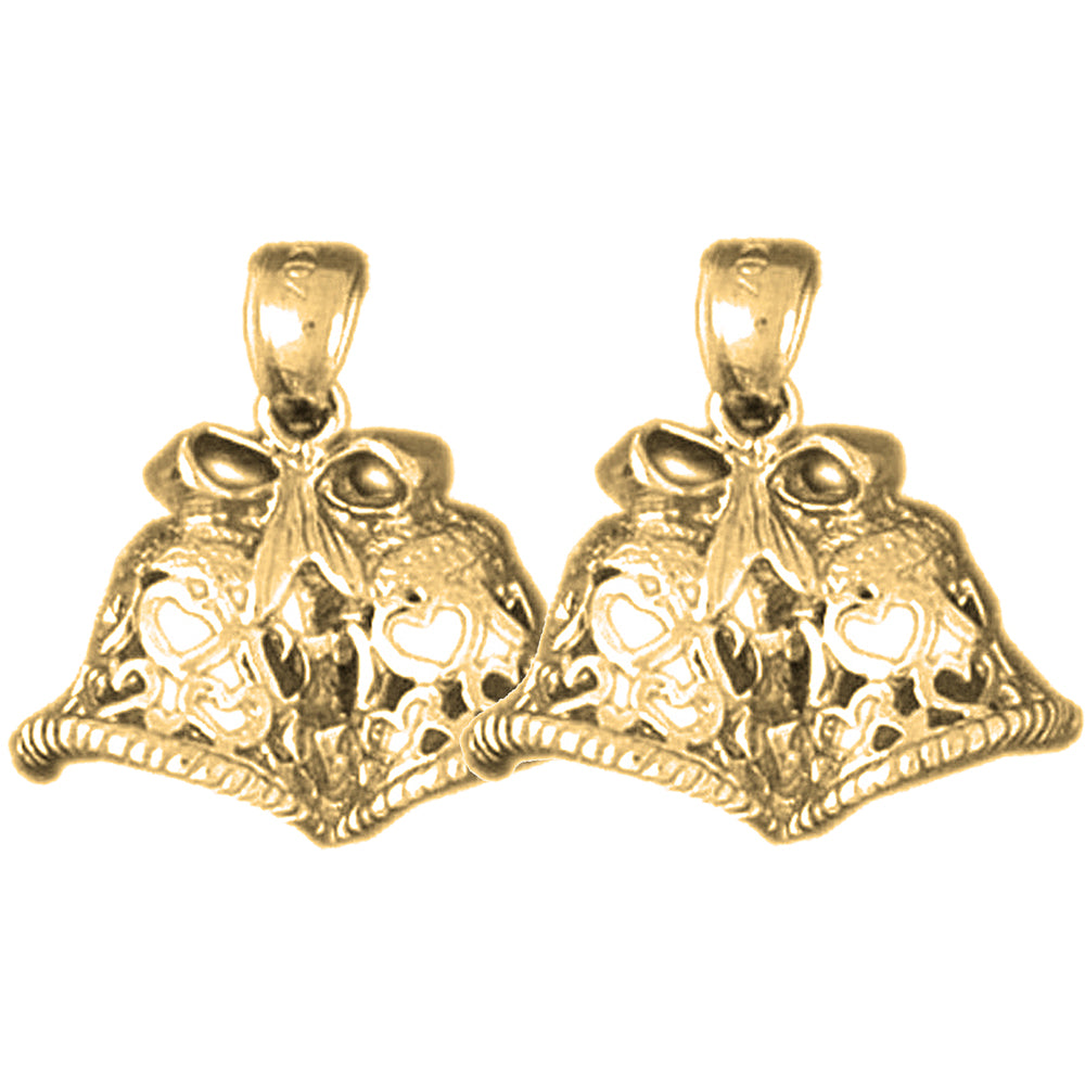 Yellow Gold-plated Silver 20mm Christmas Bells Earrings