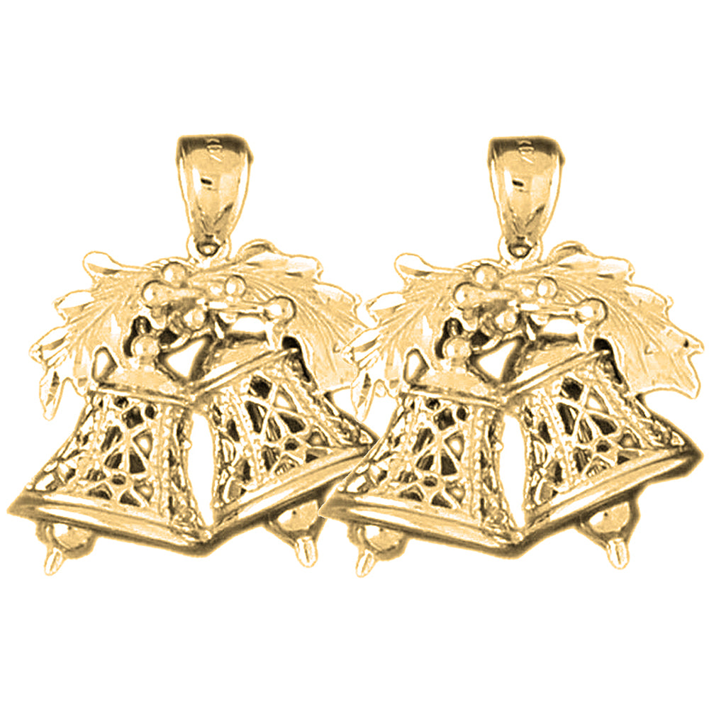 Yellow Gold-plated Silver 29mm Christmas Bells Earrings