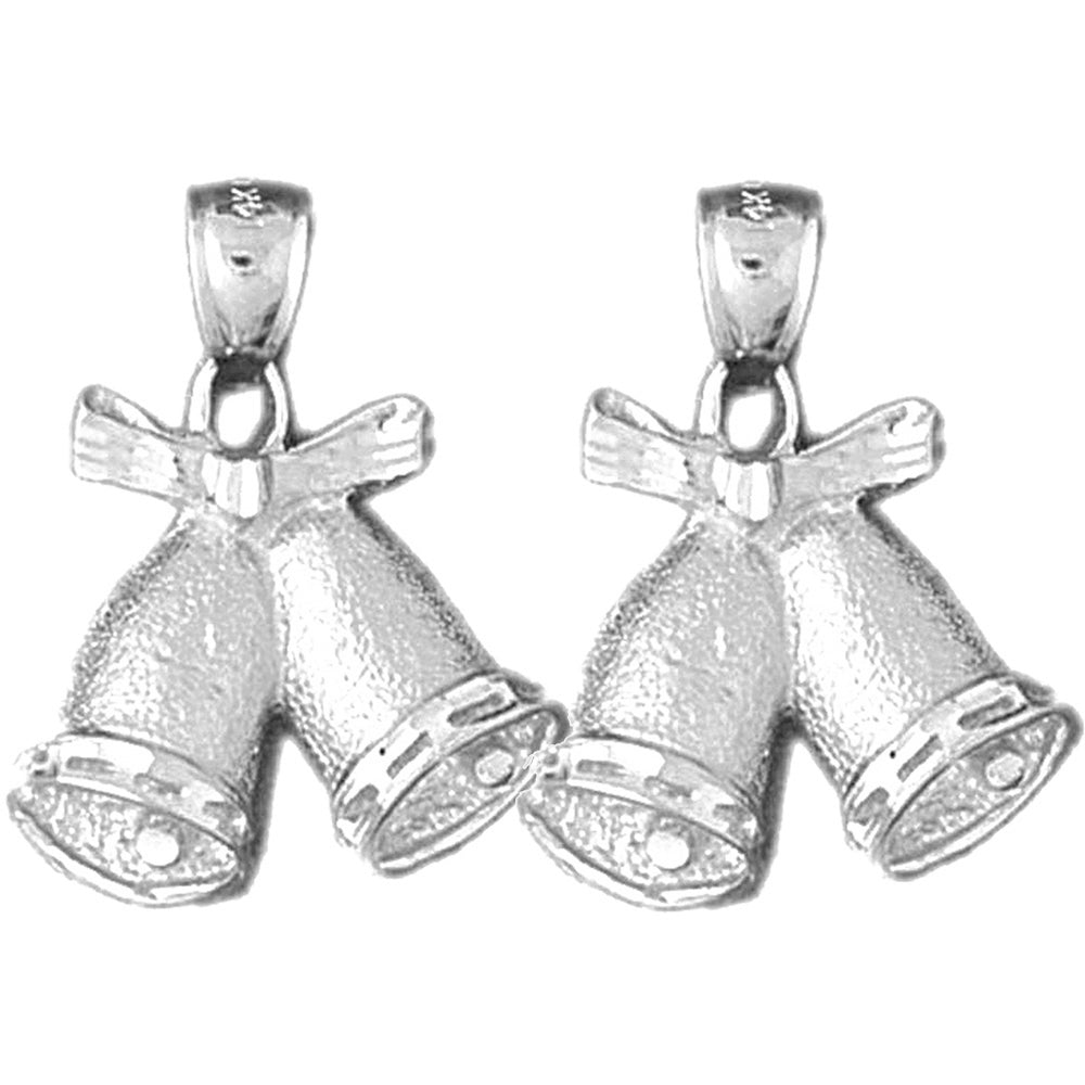 Sterling Silver 26mm Christmas Bells Earrings