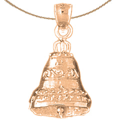 Colgante de campana navideña de oro de 10 quilates, 14 quilates o 18 quilates