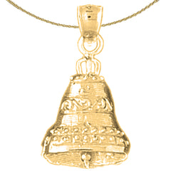 Colgante de campana navideña de oro de 10 quilates, 14 quilates o 18 quilates