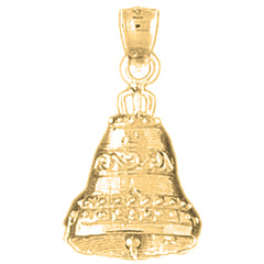 10K, 14K or 18K Gold Christmas Bell Pendant