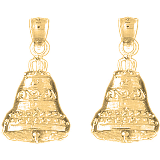 Yellow Gold-plated Silver 25mm Christmas Bell Earrings