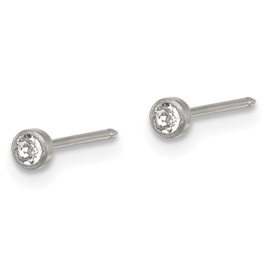 Inverness Titanium 3mm Swarovski Crystal Post Earrings