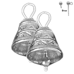 Sterling Silver 20mm 3D Christmas Bell Earrings (White or Yellow Gold Plated)