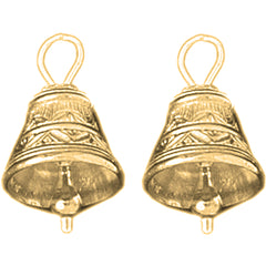 Yellow Gold-plated Silver 20mm 3D Christmas Bell Earrings