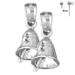 Sterling Silver 18mm Christmas Bell Earrings (White or Yellow Gold Plated)