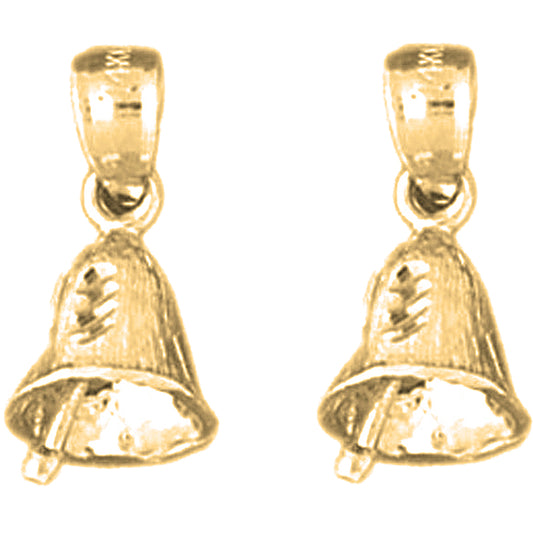 Yellow Gold-plated Silver 18mm Christmas Bell Earrings
