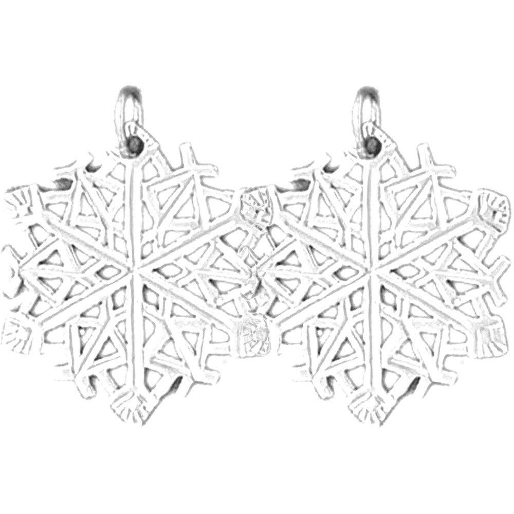 Sterling Silver 24mm Snow Flake Earrings