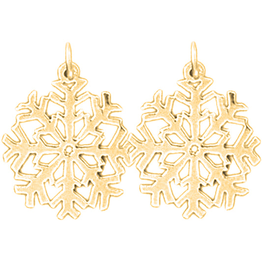 Yellow Gold-plated Silver 21mm Snow Flake Earrings
