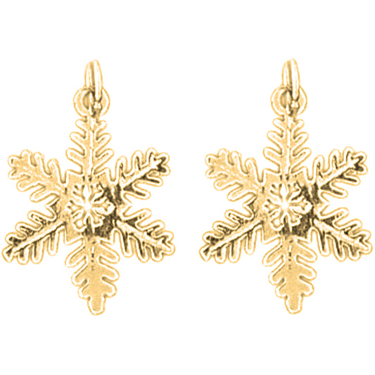 Yellow Gold-plated Silver 21mm Snow Flake Earrings