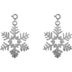 Sterling Silver 21mm Snow Flake Earrings