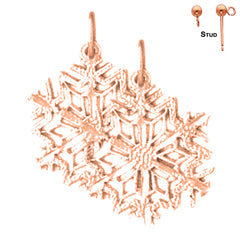 Pendientes de copos de nieve de oro de 14 quilates o 18 quilates de 21 mm