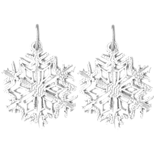 Sterling Silver 21mm Snow Flake Earrings