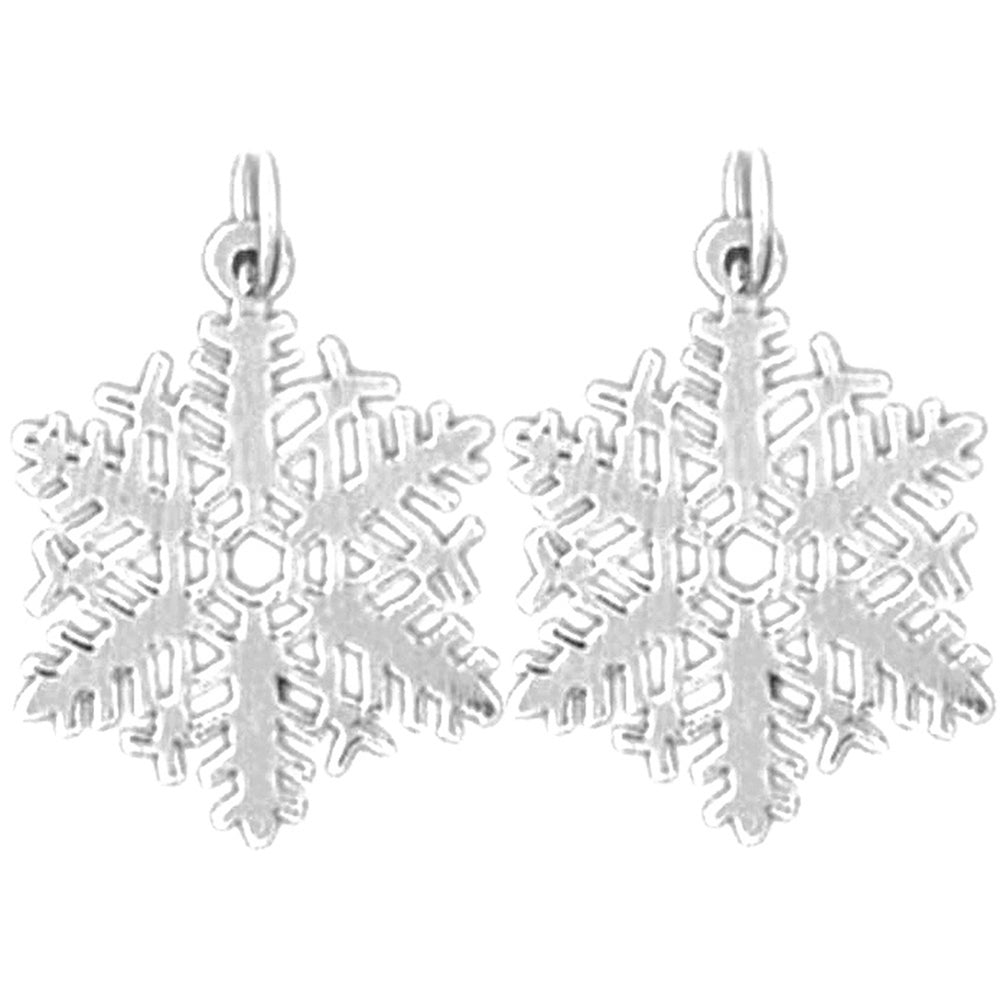 Sterling Silver 21mm Snow Flake Earrings