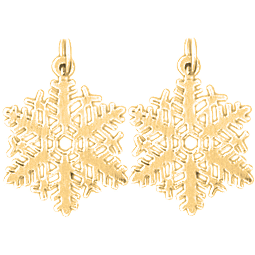 Yellow Gold-plated Silver 21mm Snow Flake Earrings