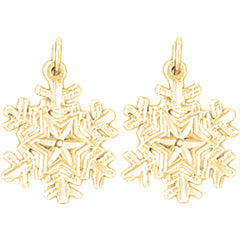 Yellow Gold-plated Silver 20mm Snow Flake Earrings