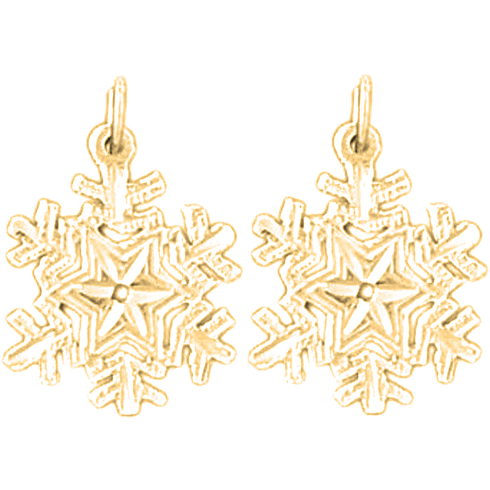 14K or 18K Gold 20mm Snow Flake Earrings