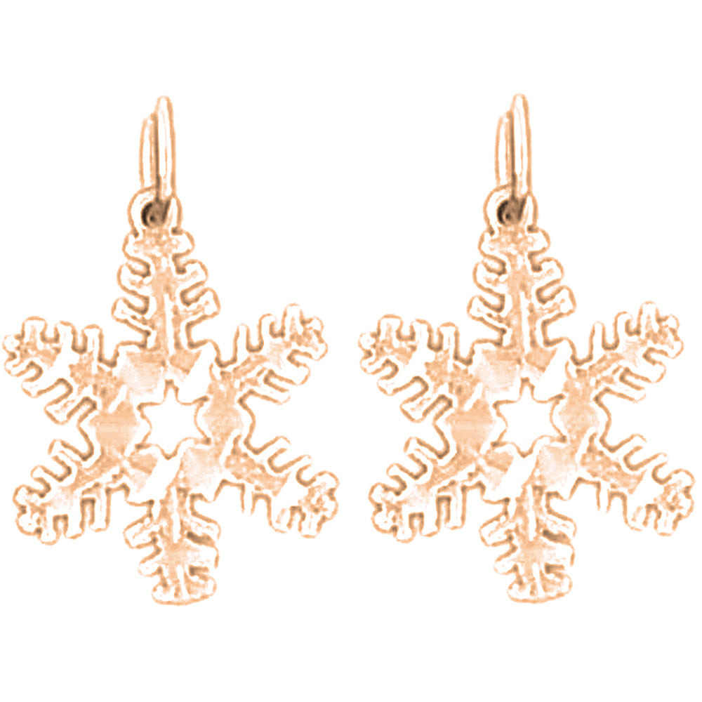 14K or 18K Gold 20mm Snow Flake Earrings