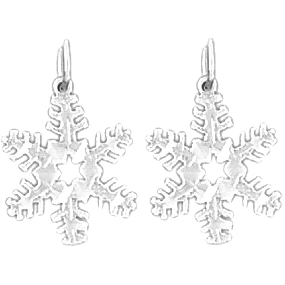 14K or 18K Gold 20mm Snow Flake Earrings