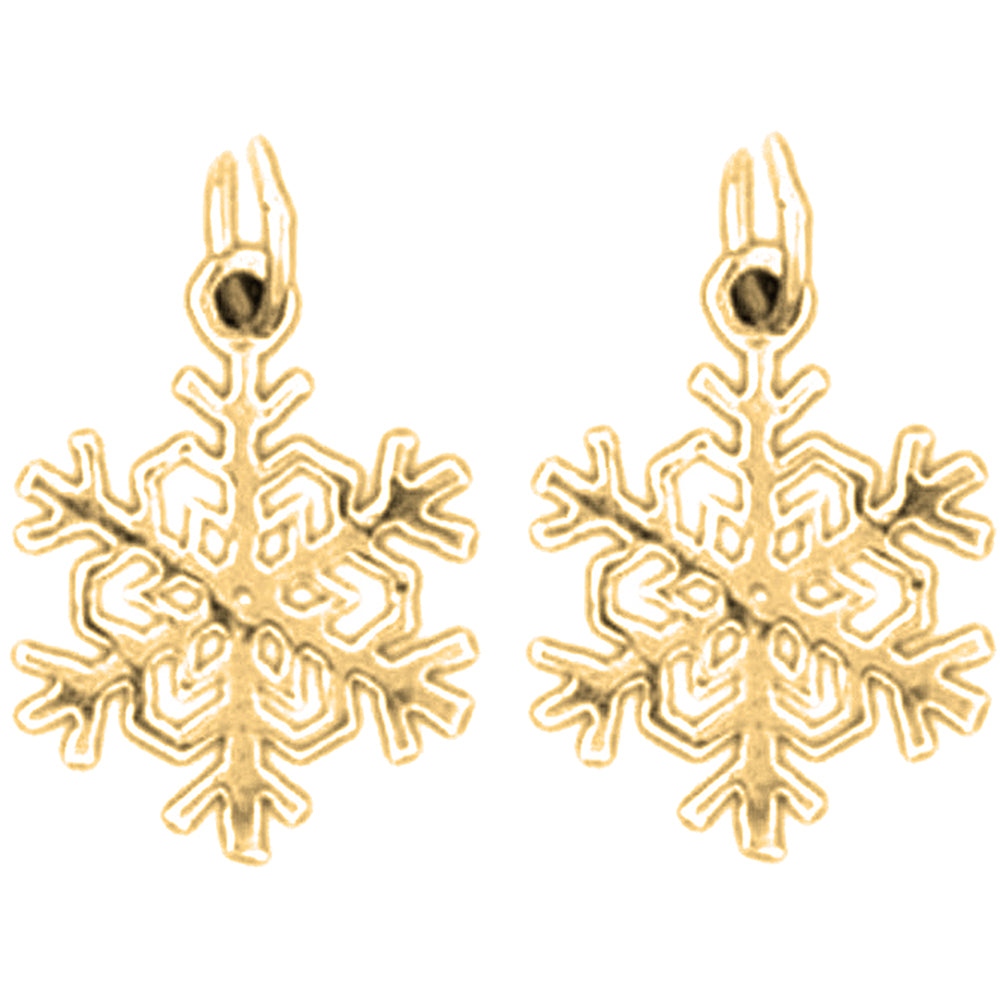 14K or 18K Gold 18mm Snow Flake Earrings