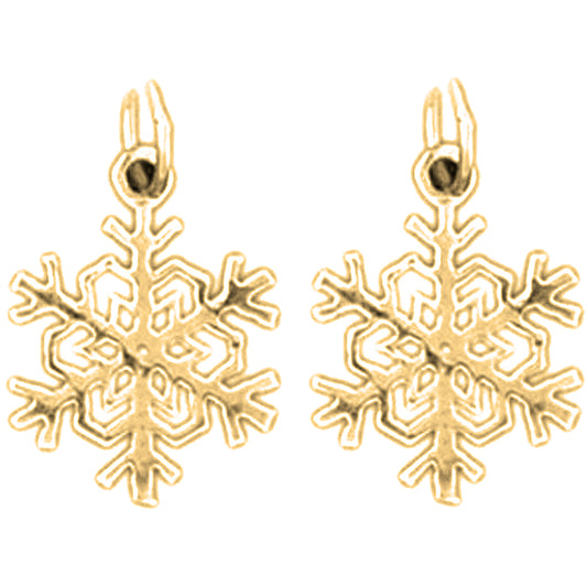 Yellow Gold-plated Silver 18mm Snow Flake Earrings
