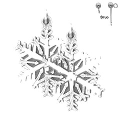 Sterling Silver 25mm Snow Flake Earrings (White or Yellow Gold Plated)
